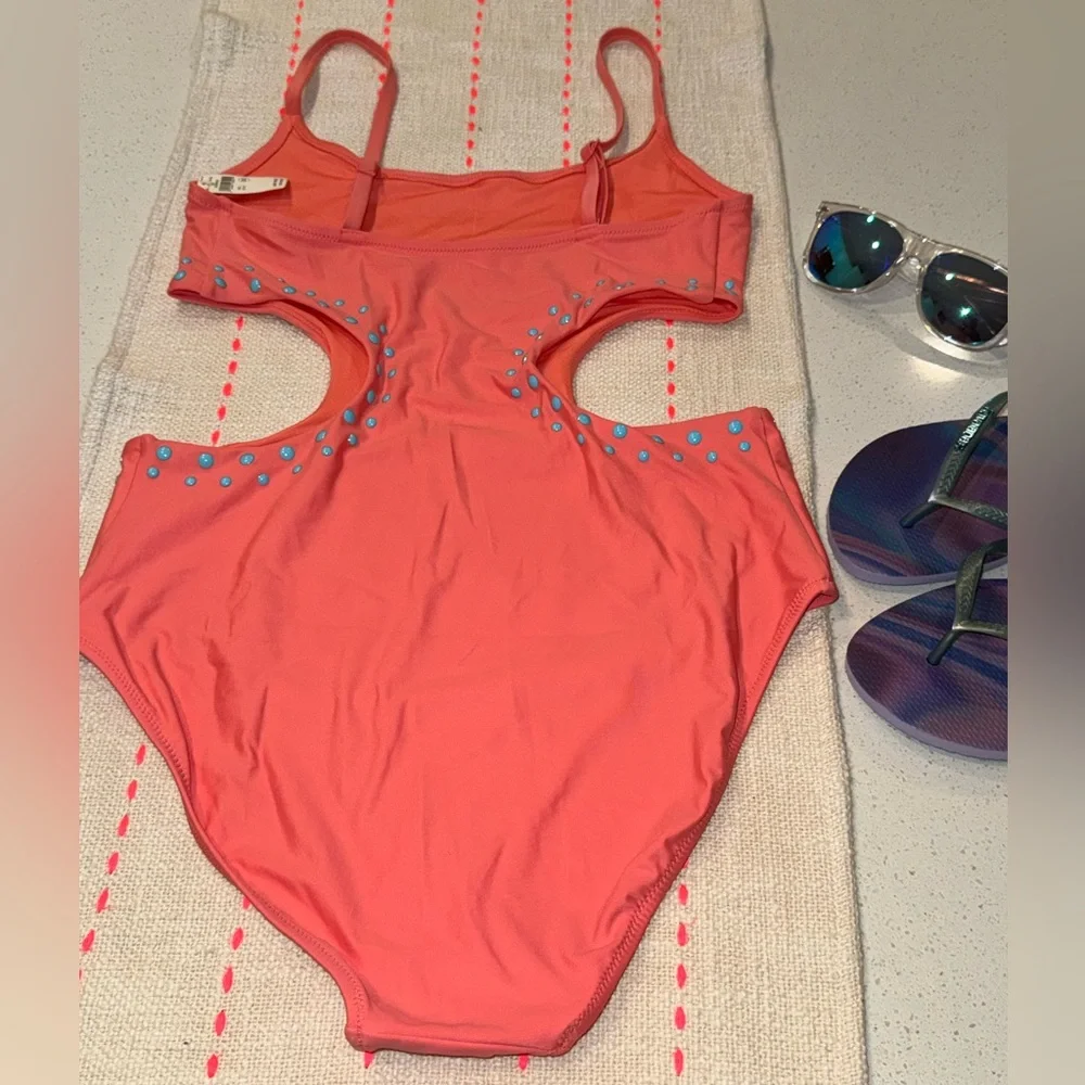 NWT Aerie Coral One-Piece Swimsuit with Cutout Design, Large - Picture 5 of 7